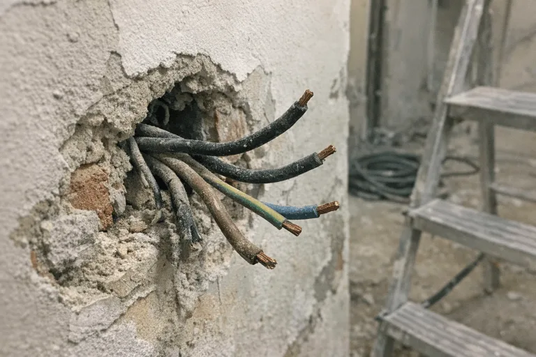 Demontage und Erneuerung veralteter Elektroleitungen im Rahmen einer Altbausanierung